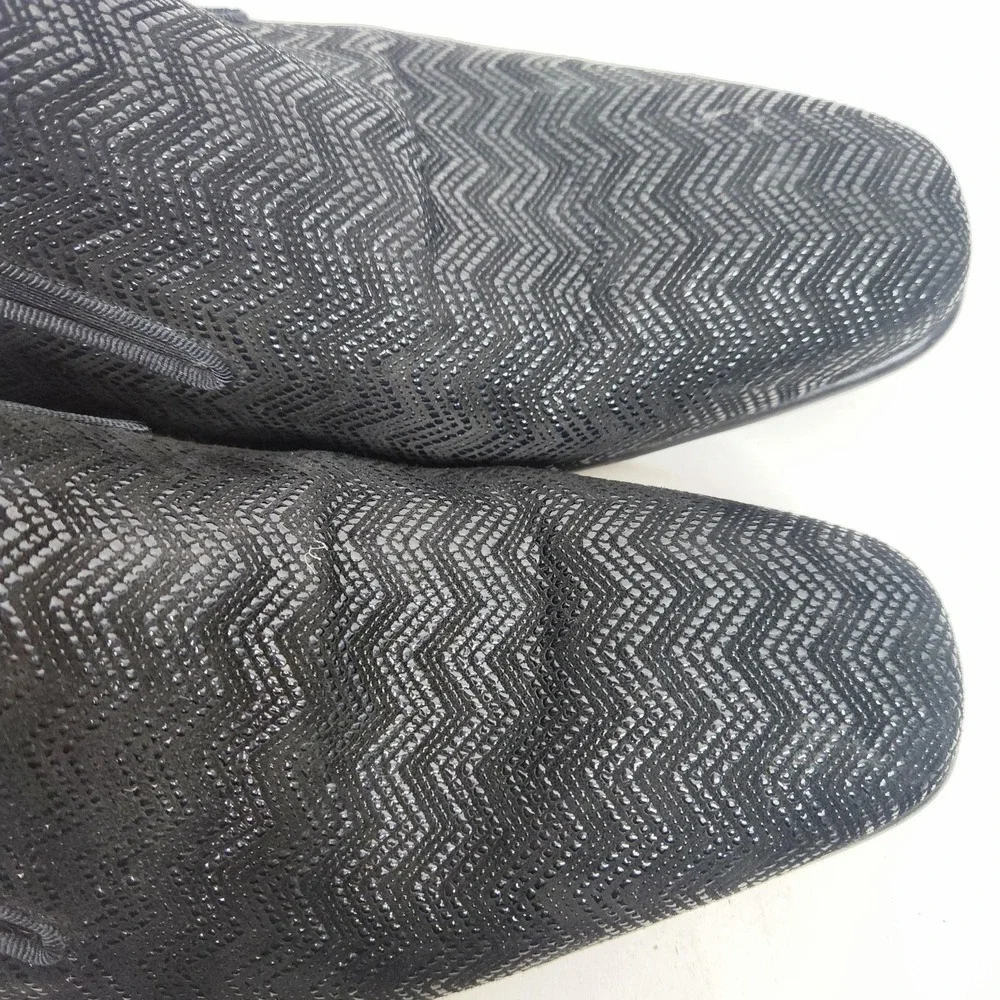 MEZLAN 18617 Shoes Mens 10.5 Black Leather Chevron Dress Oxford Slip On Spain